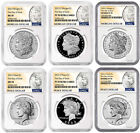 2023 (MS70/PF70) 6-Coin Set $1 Morgan & Peace Silver Dollars FDOI NGC