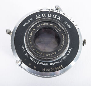 8-1/4 inch (210mm) F9 Goerz Artar lens. Rapax Shutter. Coated. Please Read