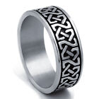 8mm Men's Stainless Steel Ring Band Celtic Knot Silver Black jewelry Size 8-15