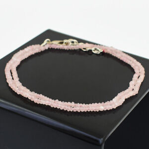 Faceted 45 Cts Natural Pink Rose Quartz Round Shape Beaded Necklace JK 16E346