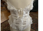 Vintage Bridal White Nylon Tie-Up Teddy with Lace - Large