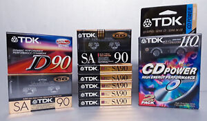 TDK Cassette Tape Lot 10x SA 90 IEC 2 TYPE 2 D90 CD Power NEW & SEALED
