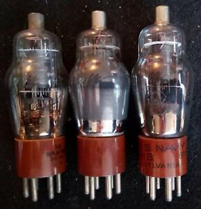 Three type 89 vacuum tubes, various brands