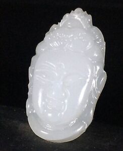 China natural jade hand-carved statue of GUANYIN Amulet Pendant A1
