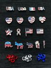 USA Patriotic Flag Ribbon Floating Charms for Glass Lockets
