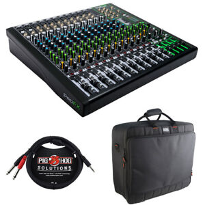 Mackie PROFX16V3 16-Channel Mixer w/ Gator Cases Mixer Bag & Cable 10'