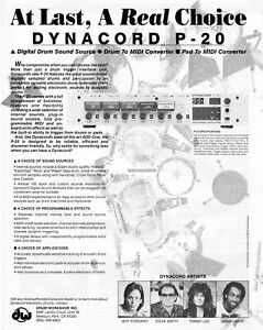 1987 Print Ad of DW Dynacord P20 Drum Trigger Jeff Porcaro Tommy Lee Omar Hakim