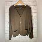 Club Room by Charter Club 100% Lambs Wool Brown Button Front cardigan sweater L