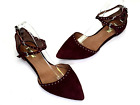 Halogen Suede Studded Pointed Toe Flats Women’s Size 9.5M T-Strap Burgundy