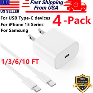 4 Pack Super Fast USB C Charger Universal Type C Cable Data SYNC for 15 Pro Max