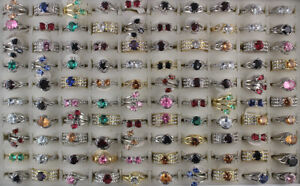Wholesale Bulk Lots 40pcs Cubic Zirconia Rhinestone Gold/Silver P Lady's Rings