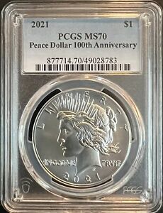 2021 Peace Silver Dollar PCGS MS 70.  Beautiful 100th Anniversary Coin!