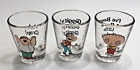 Family Guy Shot Glass Lot of 3 Peter Stewie Quagmire Clear Multicolor Decal ICup