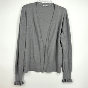 Vila Milano Womens Large Open Front Cardigan Sweater Heather Gray Sleeve Detail
