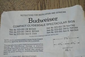 Servicing Instructions Budweiser Compact Clydesdale Spectacular Sign