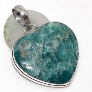 Blue Apatite 925 Silver Plated Heart Gemstone Pendant 1.6