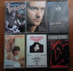 cassette tapes 80's and 90's, set of 6, Mick Jagger, Phil Collins, Santana,
