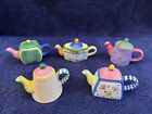 Lot of 5 Mini Miniature Decorative Ceramic Tea Pots, Made in China, READ DESCRIP