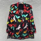 Alice & Olivia Top Women Small S Black Sheila Butterfly Sheer Silk Button Up Top