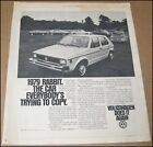 1979 Volkswagen Rabbit Newspaper Print Ad Car Advertisement Page VW Vintage