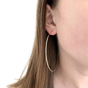 Gold Plated Stainless Steel Round 70mm Large Big Hoop Earrings