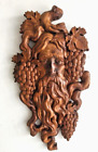 wood carved tree spirit old green man face grape home wall art decor plaque