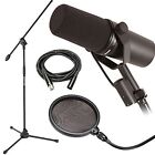 Shure SM7B Dynamic Vocal Mic Bundle Microphone Boom Stand+Pop Filter+Cable NEW