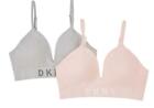 NEW OPEN PACK WOMENS DKNY 2 PACK SEAMLESS SOFT STRETCH FABRIC LOGO BRAS! VARIETY