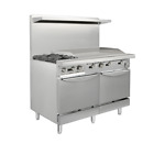 NEW 48'' Commercial Gas Range Stove Stainless Steel Oven 36'' Griddle 2 Burners