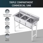 Commercial Utility & Prep Sink Stainless Steel Basins Backsplash Drainboard