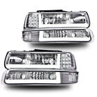 LED DRL Chrome Headlights+bumper Lamps Fit For 99-02 Chevy Silverado 00-06 Tahoe (For: 2000 Chevrolet Silverado 1500)