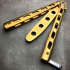 GOLD Butterfly Balisong Trainer Knife Training Dull Blade Practice Stainless NEW