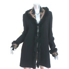 St. John Jacket Black Fur-Trimmed Embroidered Knit Size Small