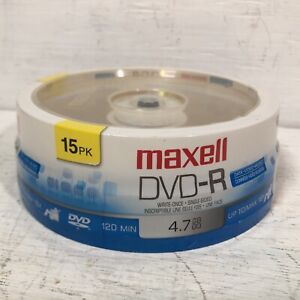 NEW Maxell DVD-R 4.7GB Write-Once 16x Recordable Disc Spindle 15 Discs Sealed