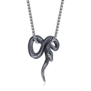 Men Women Stainless Steel Snake Pendant Chain Necklace Gothic Jewelry Gift
