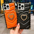 Square Leather Love Ring Phone Case For iPhone 12 11 13 14 15 Pro Max XR 7 8 SE