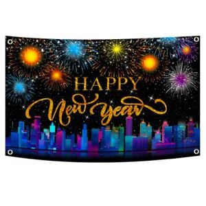 Happy New Year Banner 2023 Party Decoration Supplies Large Fabric New Years Eve