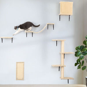 Floating Cat Shelves & Perches Cat Furniture - 5 Pcs Wall Mounted Cat Climber Se