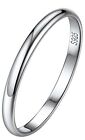 925 Sterling Silver Wedding Band Ring For Men Women Thin 2MM Unisex Comfort Fit