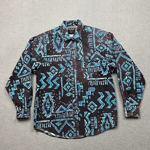 VINTAGE Frontier Series Shirt Womens XL Blue Black Geometric Aztec Western Rodeo