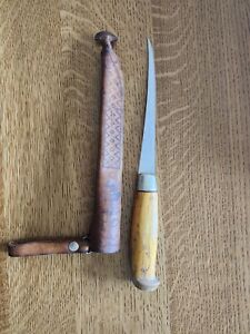 Engraved Rapala Fillet Knife W/ J. Marttiini Finland Leather Sheath