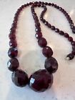 Vintage Cherry Amber Bakelite Faceted Graduated Beaded Necklace 26