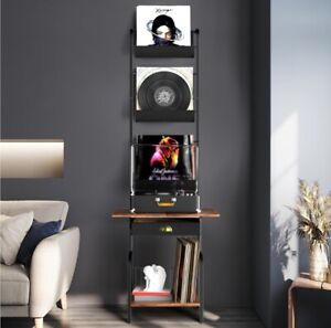 Record Player Stand with Vinyl Storage, Turntable Stand with Vinyl Record Holder