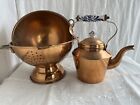 Vintage copper LoT kitchen decor strainer bowl teapot