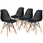 Set Of 4 Modern Hollow Meshed Chair Set Kitchen  Dining Seats W/ Beech Wood Legs