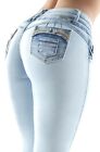 Women's Juniors / Plus Colombian Design Butt Lift Push Up Mid Waist Skinny Jeans