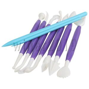 Double-head Plastic Polymer Pottery Clay Craft Carvers Tool Rod Pack of 9