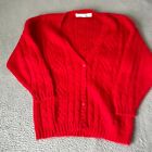 Vintage Paris Sport Club Cardigan Womens Large Red Mohair Sweater Soft Knit