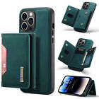 For iPhone 14 15 Pro Max 13 12 11 XR XS 7 Removable Magnetic Leather Wallet Case