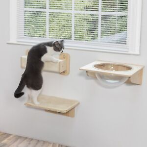 COZIWOW 3PCS Wooden Cat Wall Shelves Wall Mounted Cat Perches Jumping Platform